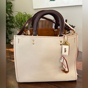 Coach Rogue 25 Chalk 20315 Pebbled Leather Oxblood Accents with Receipt